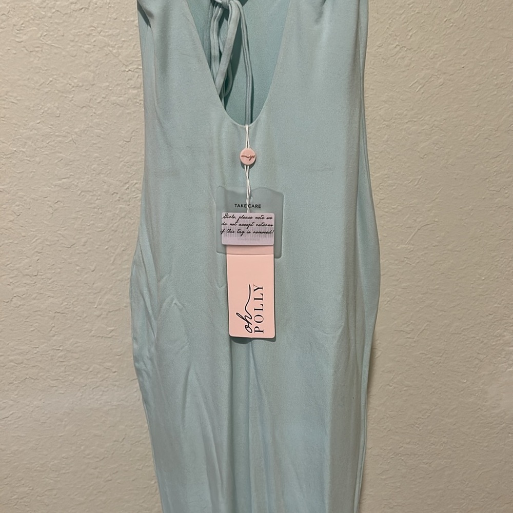 Elegant Light Blue Backless Dress - Picture 10 of 11